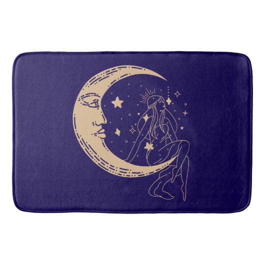Hemelse vrouw maan & sterren, boho, elegant goud badmat (Voorkant)