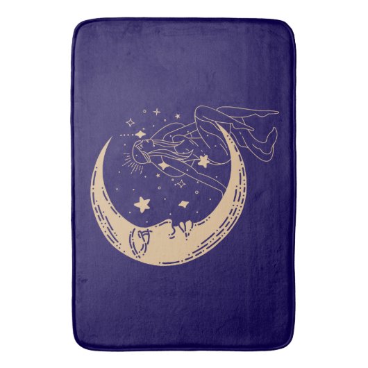 Hemelse vrouw maan & sterren, boho, elegant goud badmat (Voorkant Verticaal)