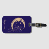Hemelse vrouw maan & sterren, boho, elegant goud bagagelabel (Voorkant (horizontaal))