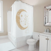 Hemelse vrouw maan & sterren, boho, elegant goud douchegordijn (In situ)