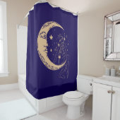 Hemelse vrouw maan & sterren, boho, elegant goud douchegordijn (In situ)