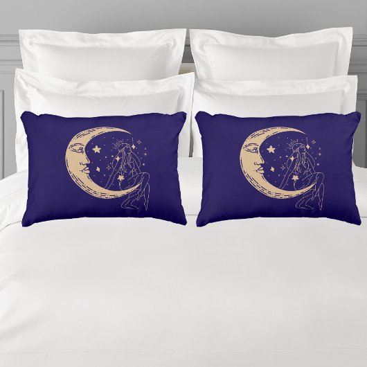 Hemelse vrouw maan & sterren, boho, elegant goud kussensloop