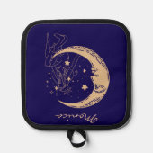 Hemelse vrouw maan & sterren, boho, elegant goud pannenlap (Voorkant)