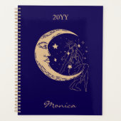 Hemelse vrouw maan & sterren, boho, elegant goud planner (Voorkant)
