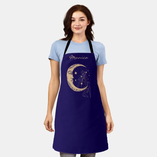 Hemelse vrouw maan & sterren, boho, elegant goud schort (Gedragen)