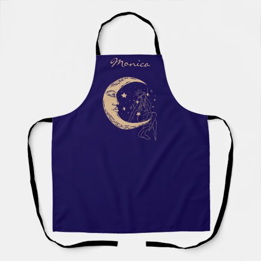 Hemelse vrouw maan & sterren, boho, elegant goud schort (Voorkant)