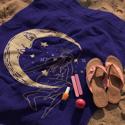 Hemelse vrouw maan & sterren, boho, elegant goud strandlaken