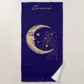 Hemelse vrouw maan & sterren, boho, elegant goud strandlaken (Voorkant)