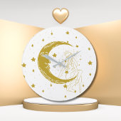 Hemelse vrouw, maan sterren, boho, elegante astron grote klok
