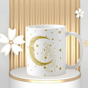 Hemelse vrouw, maan sterren, boho, elegante astron koffiemok
