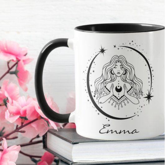 Hemelse vrouw, maan sterren, boho, elegante astron mok