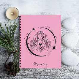 Hemelse vrouw, maan sterren, boho, elegante astron notitieboek