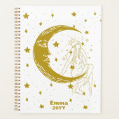 Hemelse vrouw, maan sterren, boho, elegante astron planner (Voorkant)