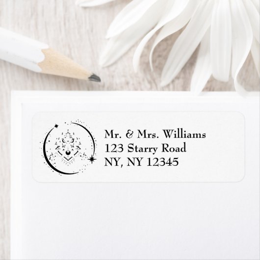 Hemelse vrouw, maansterren, boho, elegante astrono etiket (Insitu)