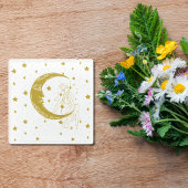 Hemelse vrouw, maansterren, boho, elegante astrono glazen onderzetter