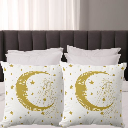Hemelse vrouw, maansterren, boho, elegante astrono kussen