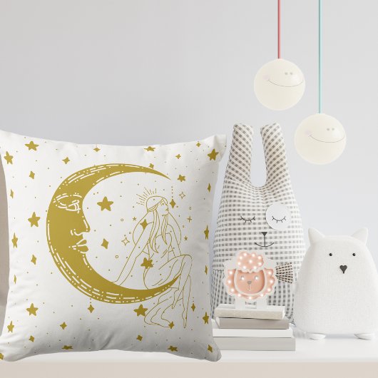 Hemelse vrouw, maansterren, boho, elegante astrono kussen