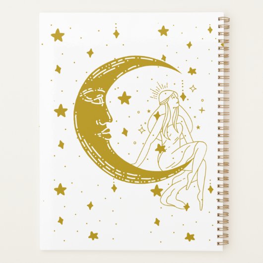 Hemelse vrouw, maansterren, boho, elegante astrono planner (Achterkant)