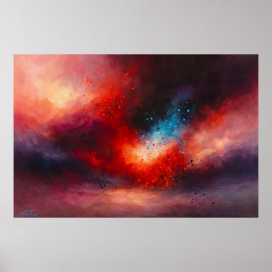 Hemelse Vuurregen Abstract Poster (Voorkant)