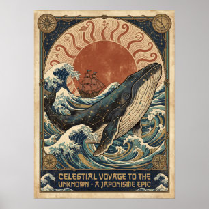 Hemelse Walvisreis Japonisme Epische Muurkunst Poster