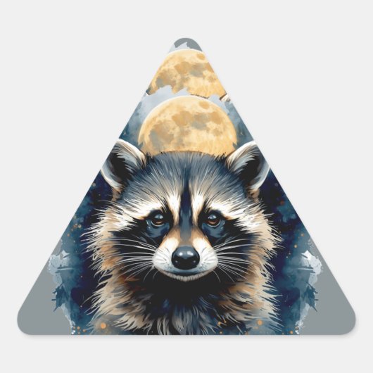 Hemelse Wasbeer Waterverf Maan Bos Kunst Sticker (Voorkant)