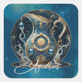 Hemelse Waterdrager Symbool Zwart Goud Waterman Vierkante Sticker