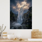 Hemelse Waterval Licht Landschap Poster (Keuken)