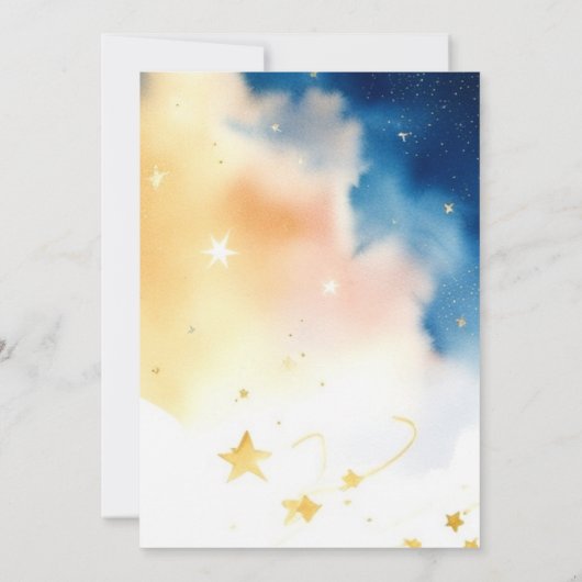 Hemelse Waterverf Baby shower Kaart (Achterkant)