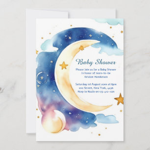 Hemelse Waterverf Baby shower Uitnodiging