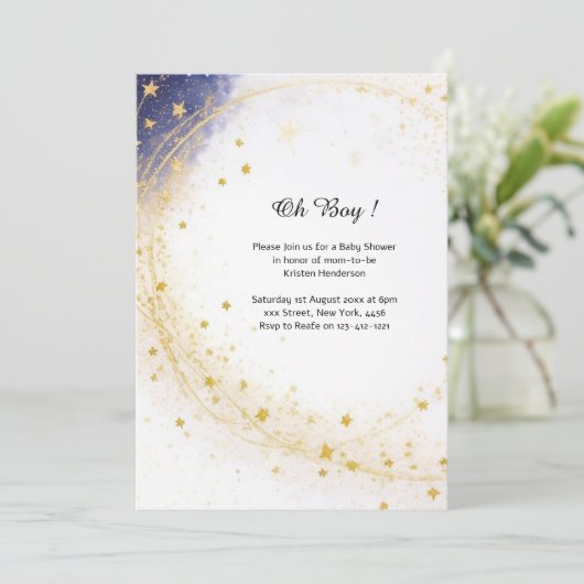 Hemelse Waterverf Baby shower Uitnodiging (Staand voorkant)