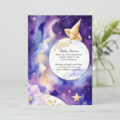 Hemelse Waterverf Baby shower Uitnodiging (Staand voorkant)