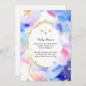 Hemelse Waterverf Baby shower Uitnodiging (Voorkant / Achterkant)