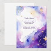 Hemelse Waterverf Baby shower Uitnodiging (Voorkant / Achterkant)