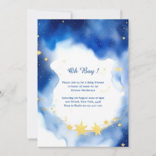 Hemelse Waterverf Baby shower Uitnodiging