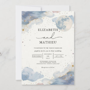 Hemelse Waterverf Cloud Wedding Kaart