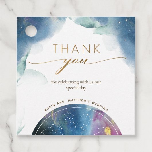 Hemelse Waterverf Dank uw bruiloft (of andere) Bedankjes Labels (Voorkant)