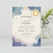 Hemelse Waterverf Sky Wedding Kaart (Staand voorkant)