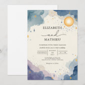 Hemelse Waterverf Sky Wedding Kaart (Voorkant / Achterkant)