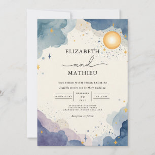 Hemelse Waterverf Sky Wedding Kaart