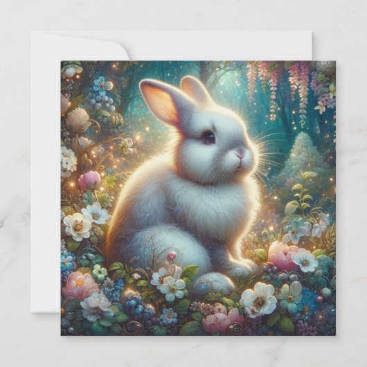 Hemelse Waterverf Tuin Konijnenpaaskonijn Feestdagenkaart (Voorkant)