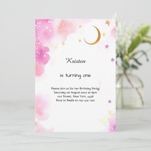 Hemelse Waterverf Verjaardagsuitnodiging Kaart (Staand voorkant)