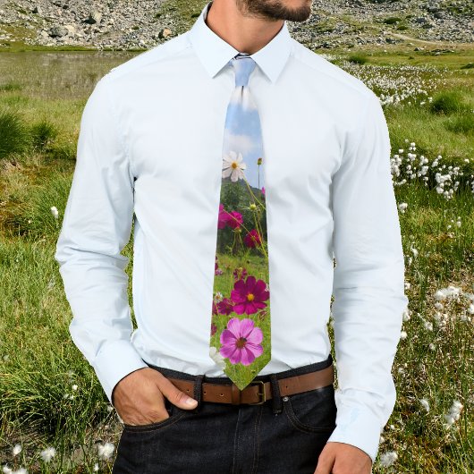 Hemelse Weidebloemen Onder Blauwe Lucht Bloemstuk Stropdas