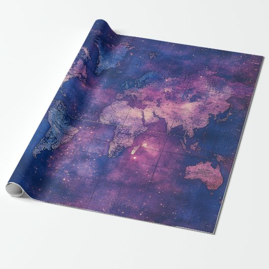 hemelse Wereldkaart (10) Cadeaupapier (Uitgerold)