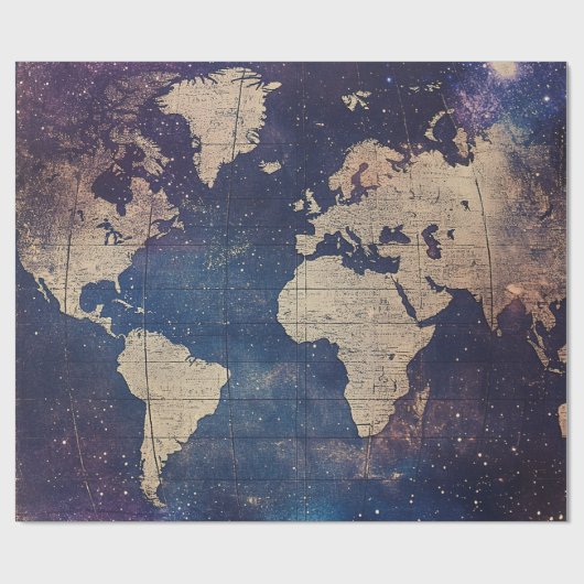 hemelse Wereldkaart (11) Cadeaupapier (Vlak)