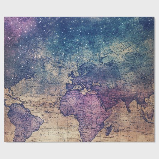  Hemelse Wereldkaart (13) Cadeaupapier (Vlak)