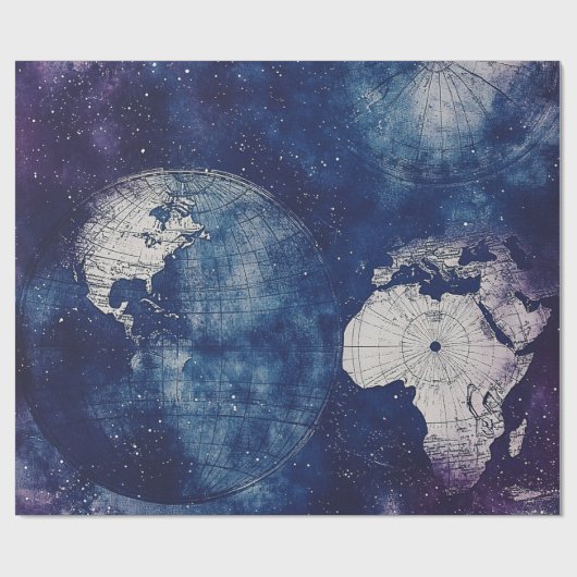  hemelse Wereldkaart (2) Cadeaupapier (Vlak)