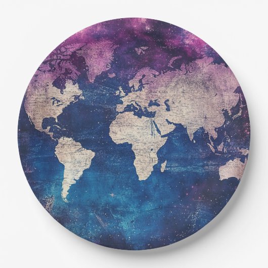 hemelse Wereldkaart (4) Papieren Bordje (Voorkant)