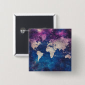hemelse Wereldkaart (4) Vierkante Button 5,1 Cm (Voorkant /achterkant)