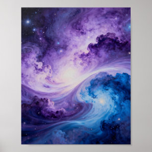 Hemelse Wervelwind: Indigo en Amethist Poster