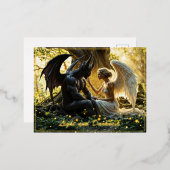 Hemelse wezens engel demon fantasie folie feestdagen briefkaart (Voorkant / Achterkant)